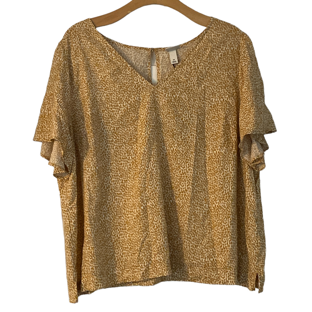 Ava & Viv Rust Dotted Print Linen Blend Blouse 3X